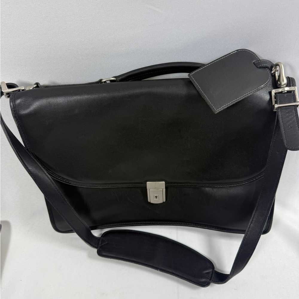 Jack Georges Leather Briefcase Messenger Bag Black USA Made